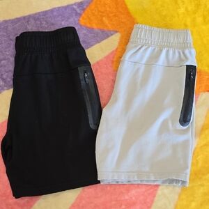 Black and Gray Shorts with Zipper Pockets